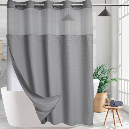 No Hook Shower Curtain with Snap in Liner