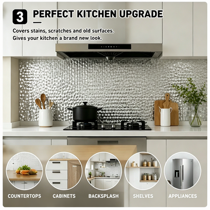 ✨🏡Aluminum Foil Wallpaper | Waterproof • Oil-Proof • Heat Resistant • Peel & Stick Upgrade