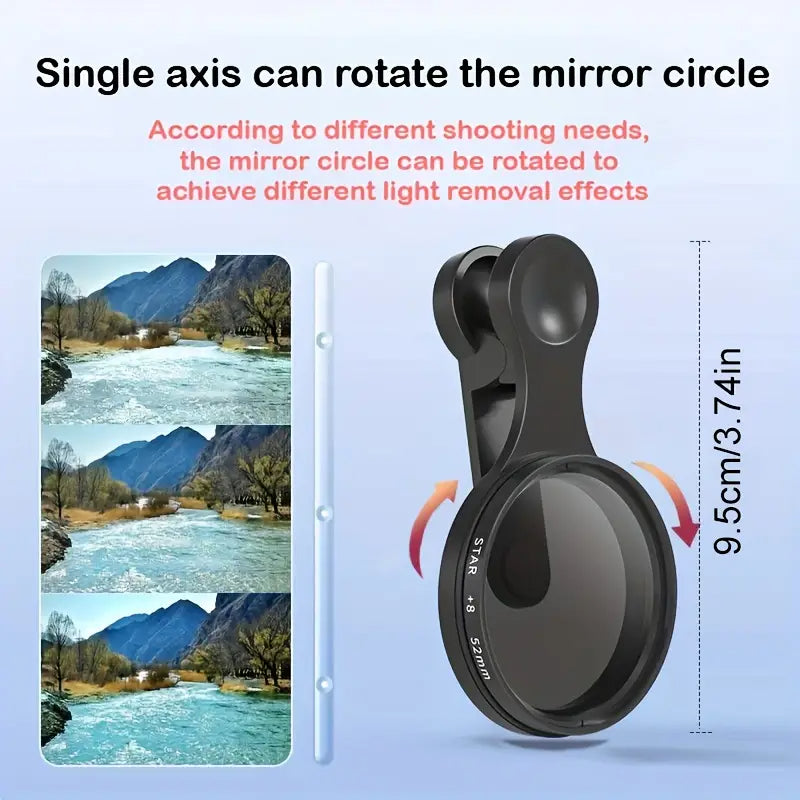 Heysliy 52mm CPL filter for Phone with Clip