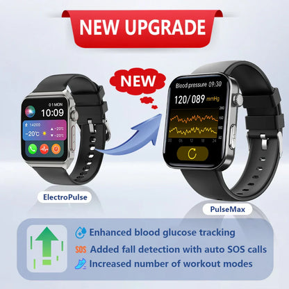 PulseMax 2026 Smartwatch – Upgraded ElectroPulse with Fall Detection, ECG, Blood Pressure, SpO2 & Health Monitoring – Supports SOS, Voice Calls & Fitness Tracking