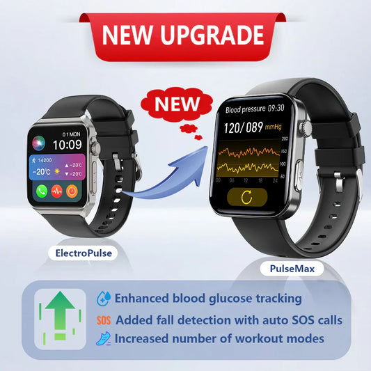 PulseMax 2026 Smartwatch – Upgraded ElectroPulse with Fall Detection, ECG, Blood Pressure, SpO2 & Health Monitoring – Supports SOS, Voice Calls & Fitness Tracking