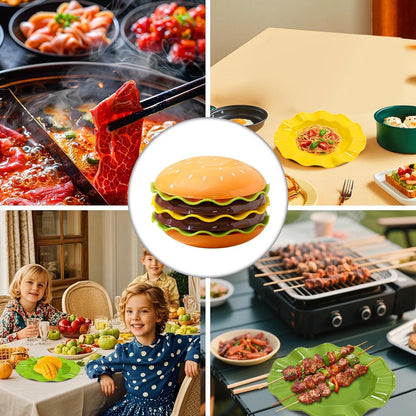 🍔Stackable Burger Plate Set - Fun Home Cooking Game, Mini Bone Spitting Plate, Nutshell Plate