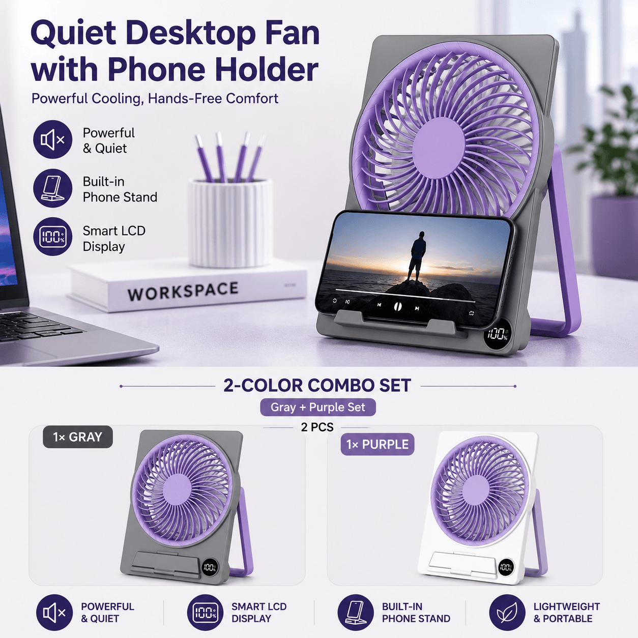 2-in-1 Fan Phone Holder