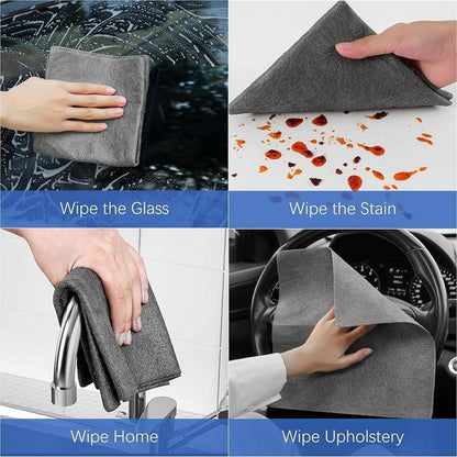 Streak-Free Microfiber Cloth – Ultra-Absorbent 11.8 × 11.8 Lint-Free Cleaner