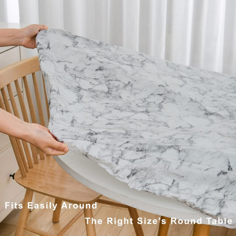 Elegant Marble Vinyl Round Tablecloth