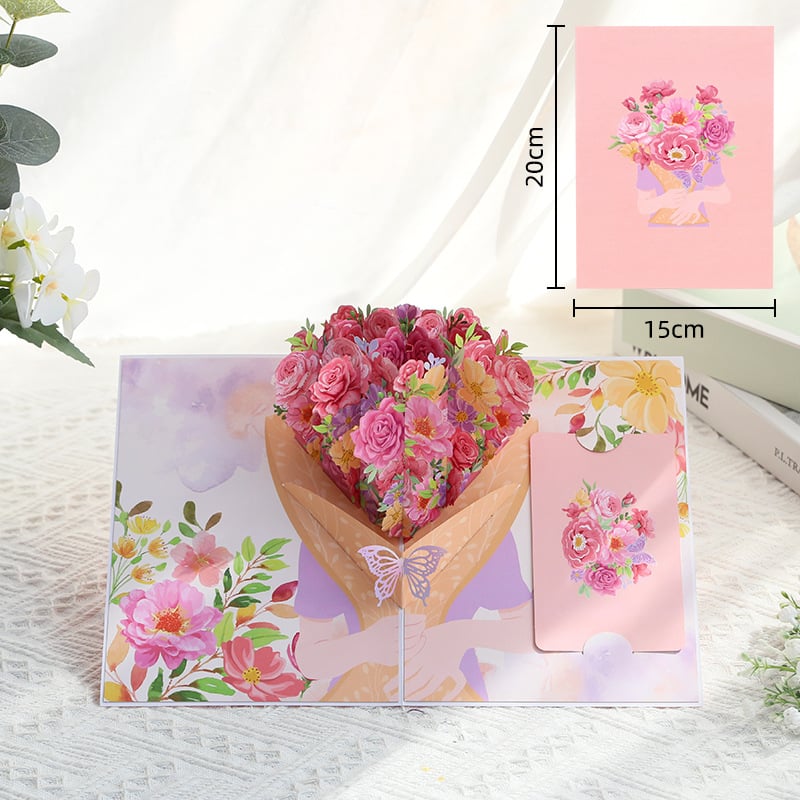 Paper Love 3D Pop-Up Valentine’s Card 🌹 Romantic Flower Bouquet Keepsake 💌 Perfect Gift for Loved Ones 🎁