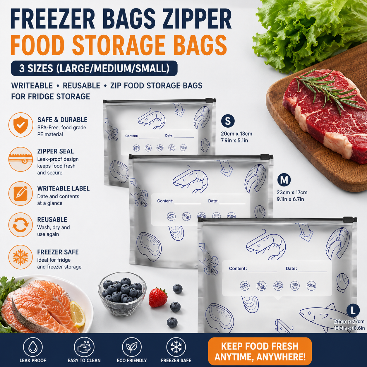 🥬 Stand-Up Aluminum Foil Storage Bags