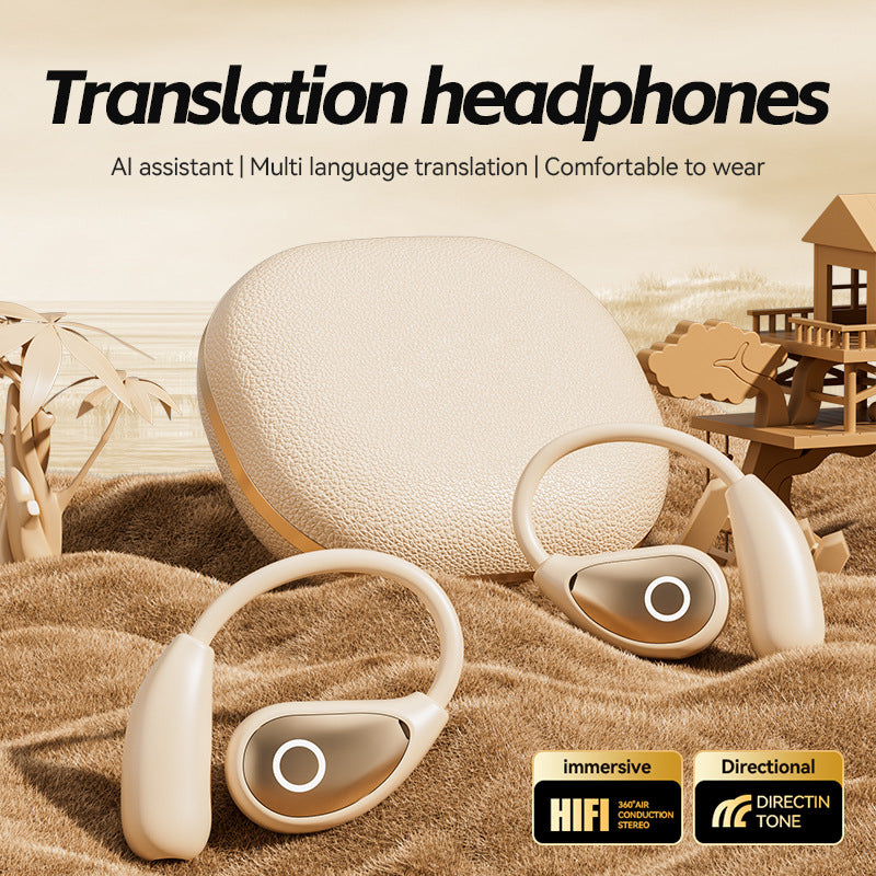 Leather-textured open-ear Bluetooth headphones