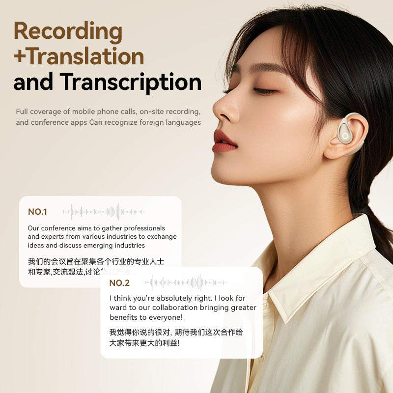 Leather-textured open-ear Bluetooth headphones