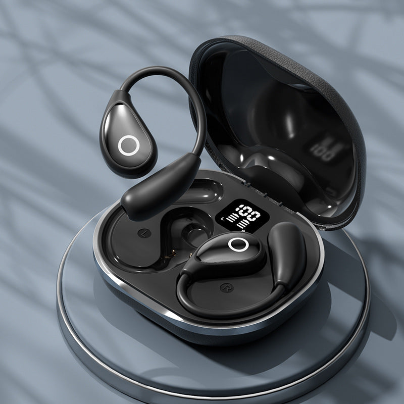Leather-textured open-ear Bluetooth headphones