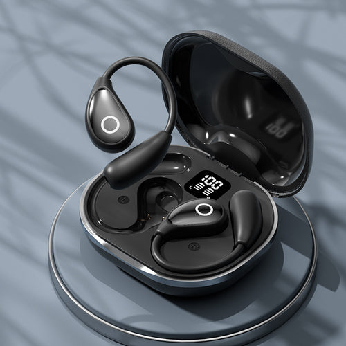 Leather-textured open-ear Bluetooth headphones