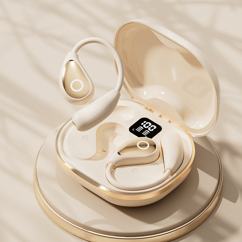 Leather-textured open-ear Bluetooth headphones