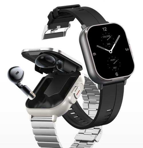 ⌚Smartwatch and Bluetooth headset 2-in-1, full-screen touch, Bluetooth calling, sports watch with heart rate and blood pressure monitoring.