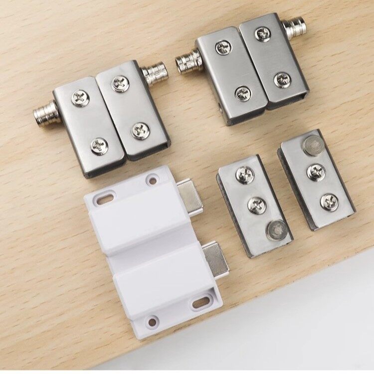 Display Cabinet Cabinet Glass Door Hinge Up and Down Clip Stainless Steel Magnetic Touch Door Hinge Wine Cabinet Small Hinge Door Touch 5pcs