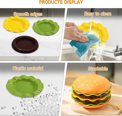 🍔Stackable Burger Plate Set - Fun Home Cooking Game, Mini Bone Spitting Plate, Nutshell Plate