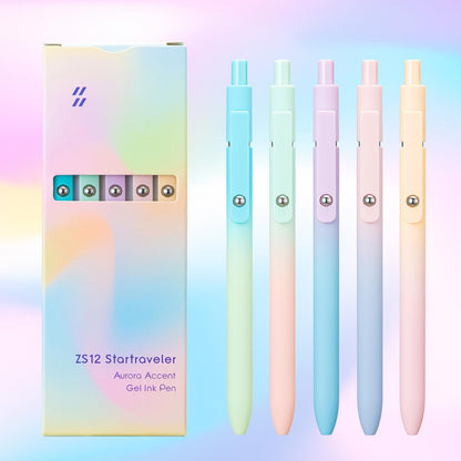 5-Piece Gradient Gel Pen Set – 0.5mm Quick-Dry Carbon Ink