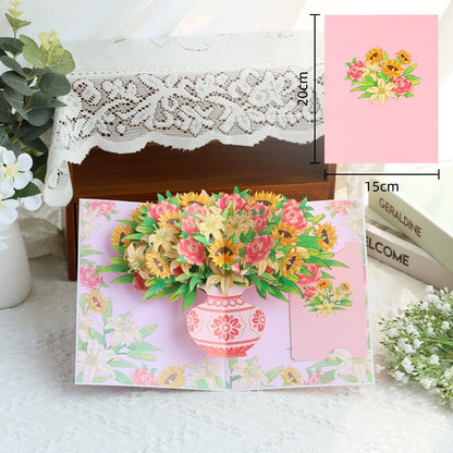 Paper Love 3D Pop-Up Valentine’s Card 🌹 Romantic Flower Bouquet Keepsake 💌 Perfect Gift for Loved Ones 🎁