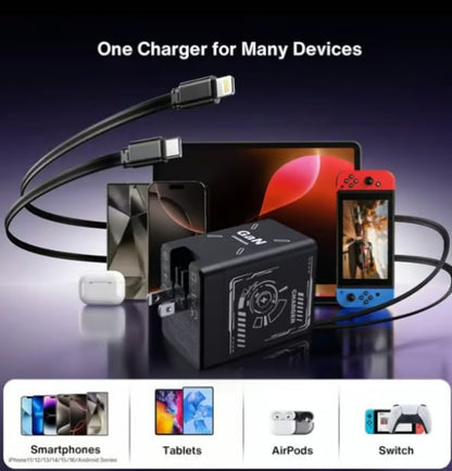⚡ New 120W GaN fast charger with built-in 80cm retractable cable