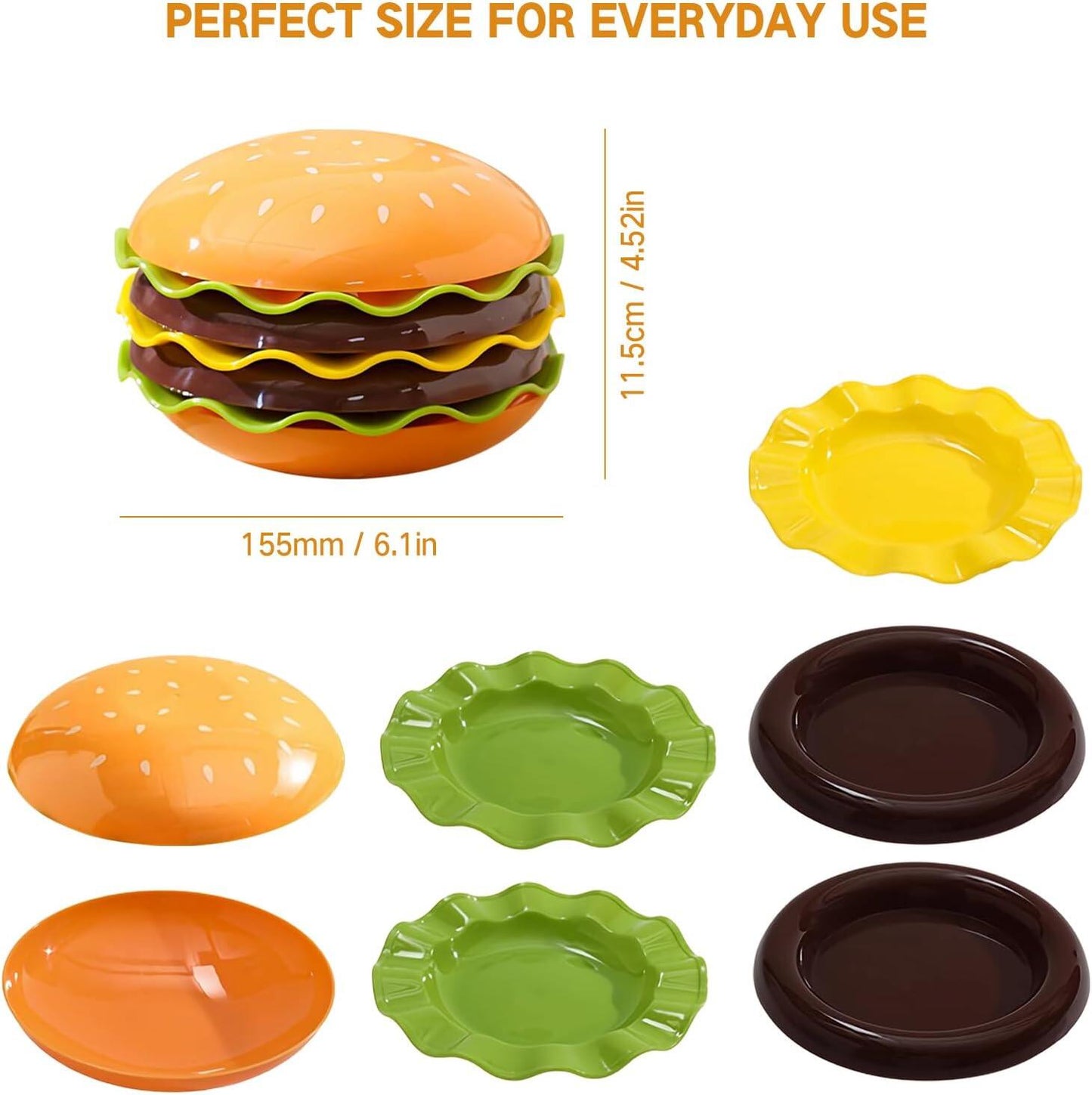 🍔Stackable Burger Plate Set - Fun Home Cooking Game, Mini Bone Spitting Plate, Nutshell Plate