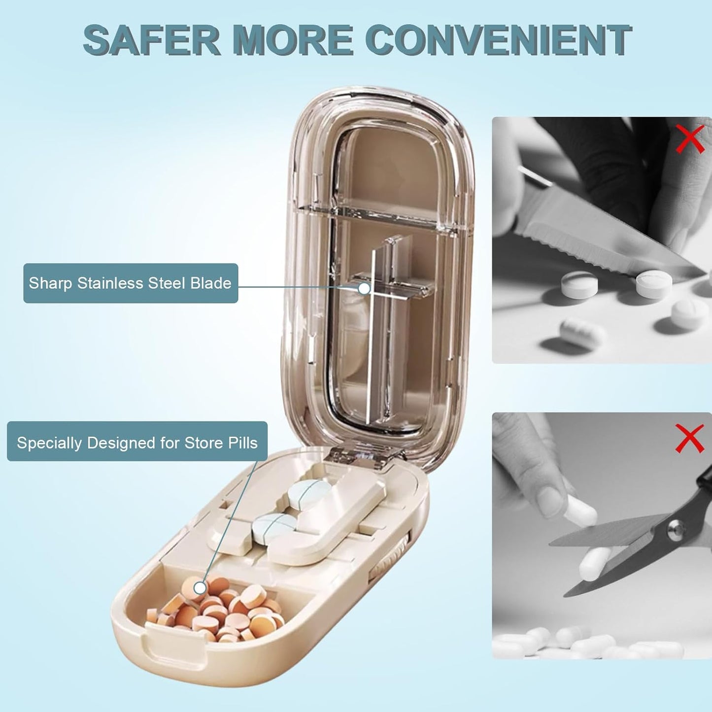 Portable Pill Cutter with Adjustable Slots
