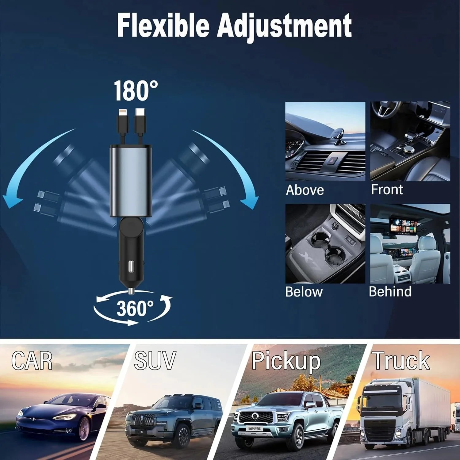 High-Speed Retractable Car Charger - Advanced Modern