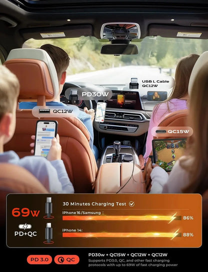 High-Speed Retractable Car Charger - Advanced Modern