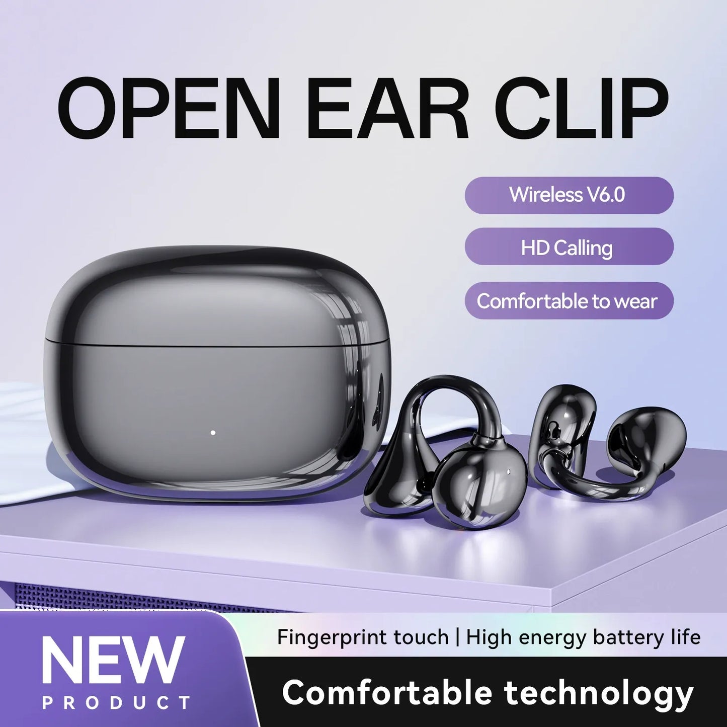 New Open-Ear Bluetooth Earphones: Wireless, Long Battery Life, High Sound Quality, Popular Clip-On Style