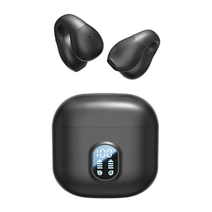 Wireless open-ear Bluetooth sports earbuds featuring ultra-long battery life and a mini clip-on design.
