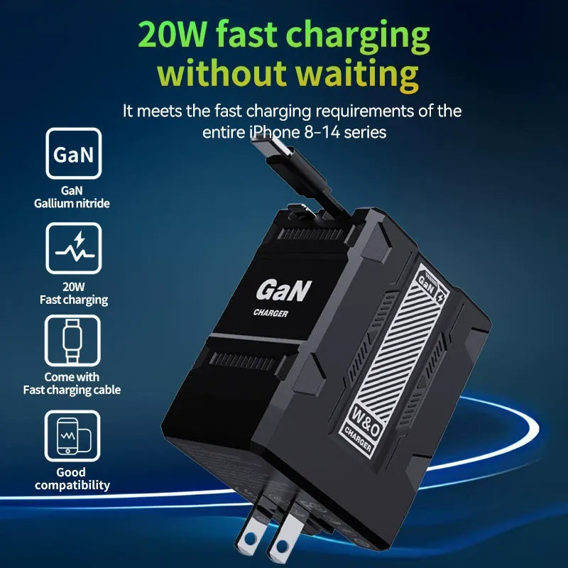 ⚡ New 120W GaN fast charger with built-in 80cm retractable cable