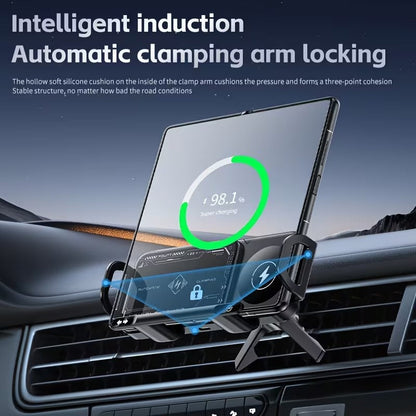📱This car phone mount with wireless fast charging is compatible with folding screen phones and various other phone models.