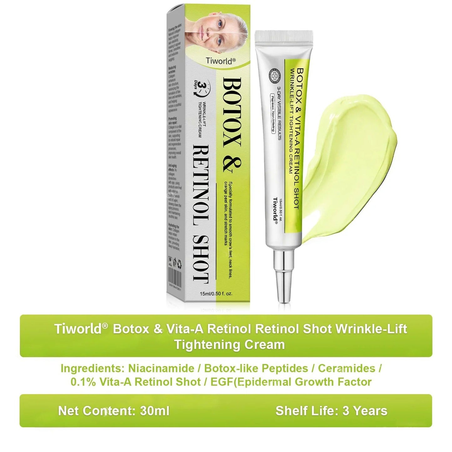 👏🌿 Made in the USA direct shipping 💫 Tiworld® Botox Vitamin A Retinol Anti-Wrinkle Firming and Lifting Cream — Last Day for Limited Time 70% OFF